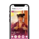 Smartphone displaying dating app profile of woman