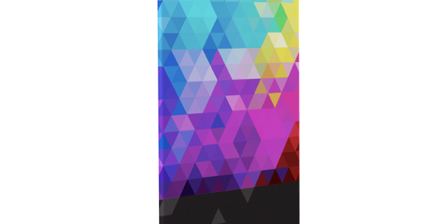 Tall freestanding colorful geometric display banner