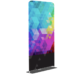 Tall freestanding colorful geometric display banner