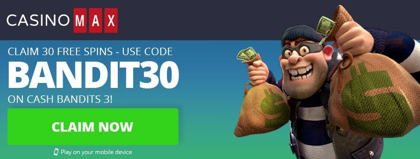 Casino promotion with cartoon bandit and money
