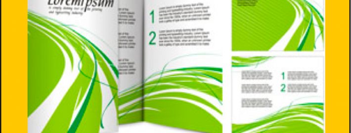 Green abstract wave brochure mockup set