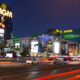 MGM Grand casino at night with light trails