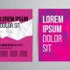 Two magenta geometric brochure mockups with placeholder text