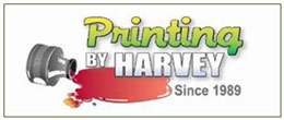 Printing by Harvey logo with spilled red ink