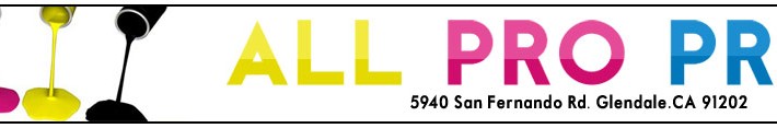 All Pro Print logo with CMYK paint drips