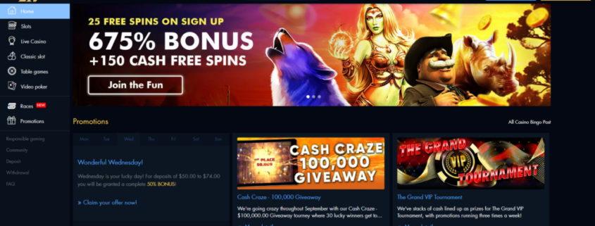 Casino banner: 675% bonus and free spins