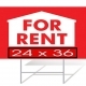 Red For Rent sign, 24 x 36