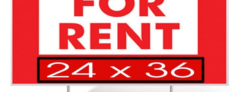 Red For Rent sign, 24 x 36
