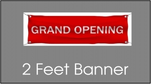 Red Grand Opening 2-foot banner on gray background