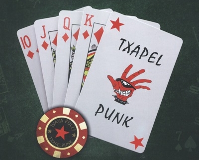 Fanned cards with "Txapel Punk" custom card