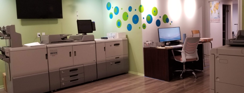 Large office copiers and computer workstation