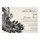 Wedding invitation with ornate black peacock motif