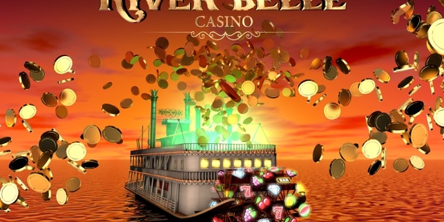 River Belle Casino riverboat amid flying coins