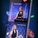 Mobile phone showing live roulette and blackjack