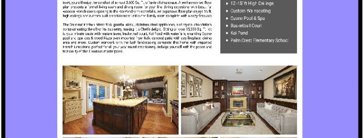 Real estate listing flyer with home photos