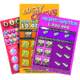 Three colorful scratch-off lottery tickets