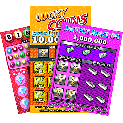 Three colorful scratch-off lottery tickets