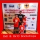 Children posing in front of Armenian remembrance backdrop