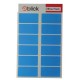 Sheet of blue rectangular adhesive labels