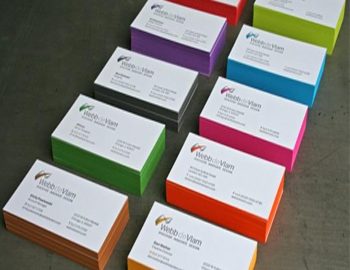Stacked business cards with colorful edges