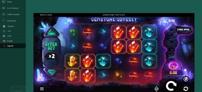 Cresus casino Gemstone Odyssey slot game screen