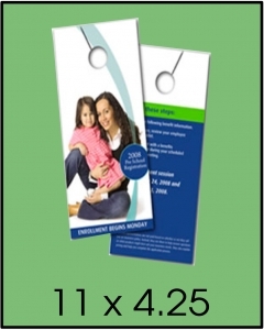 Two enrollment brochures with mother and child
