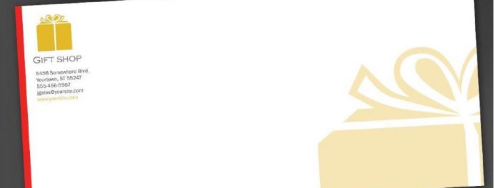 Gift certificate template with yellow present graphic