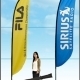 Yellow FILA and blue Sirius feather flags