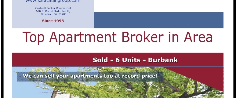 Real estate flyer showing apartment building
