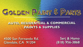 Golden Paint & Parts colorful business card