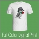 White T-shirt with owl wearing fedora and rose