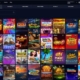 Grid of colorful online slot game thumbnails