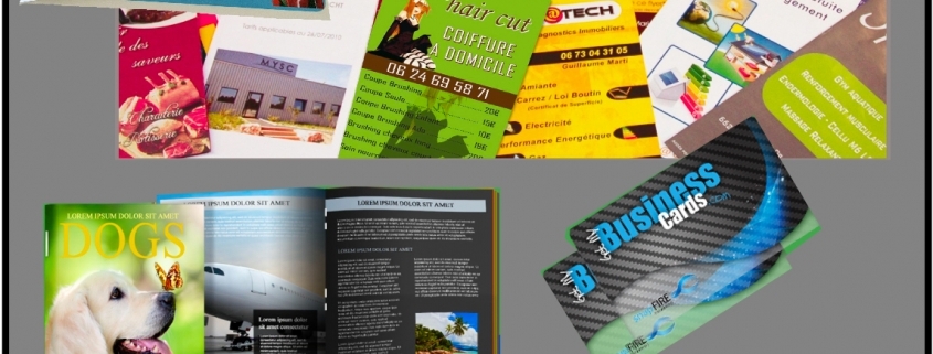 Colorful assortment of promotional flyers and brochures