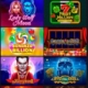 Mobile casino app showing colorful slot game thumbnails