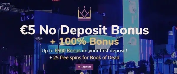 €5 no deposit bonus advertisement banner