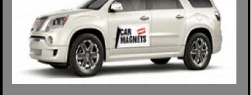 White SUV displaying car magnet decal