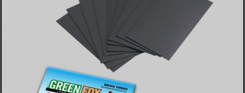 Green Fox magnetic business card on black magnets