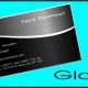 Glossy black business card on turquoise background
