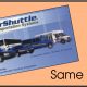 SuperShuttle brochure showing shuttle, limo, and cars