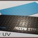 Glossy spot-UV business cards with hexagon pattern