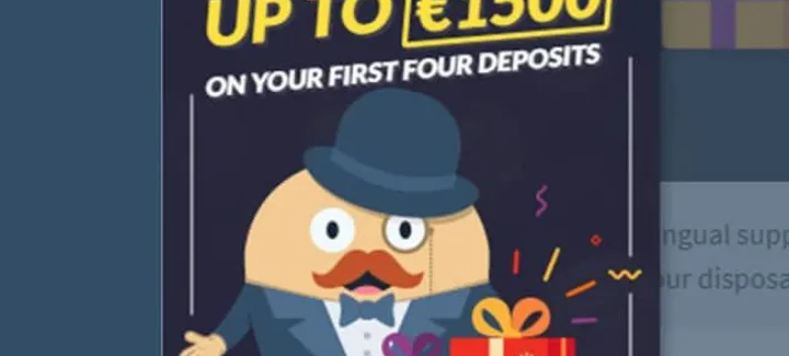 400% bonus offer banner with gift mascot
