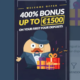 400% bonus offer banner with gift mascot