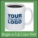 Customizable white coffee mug with logo