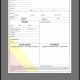 Three-part blank invoice form on gray background