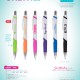 Six colorful branded promotional ballpoint pens