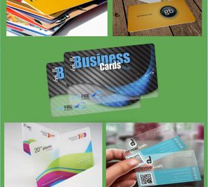 Collage of colorful business card samples