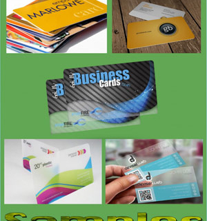 Colorful collage of business card samples