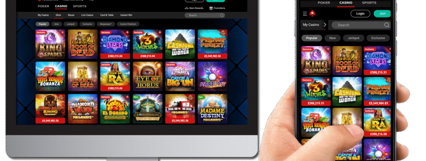 Desktop and mobile displaying online slot games