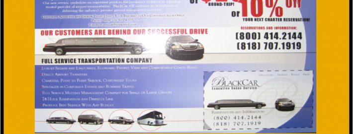 BlackCar executive sedan service promotional flyer
