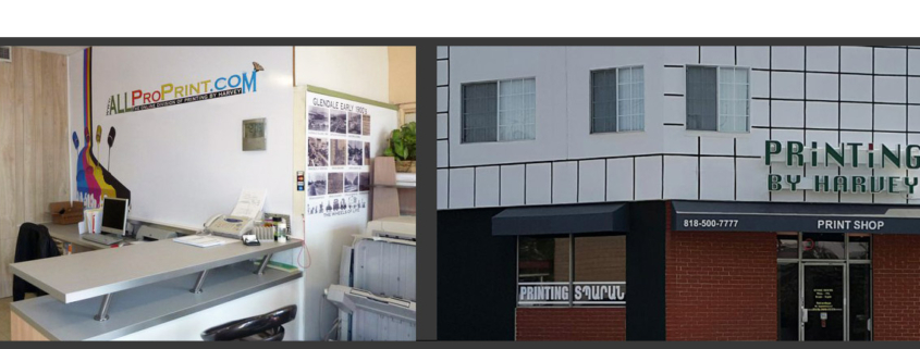 Small print shop interior and storefront